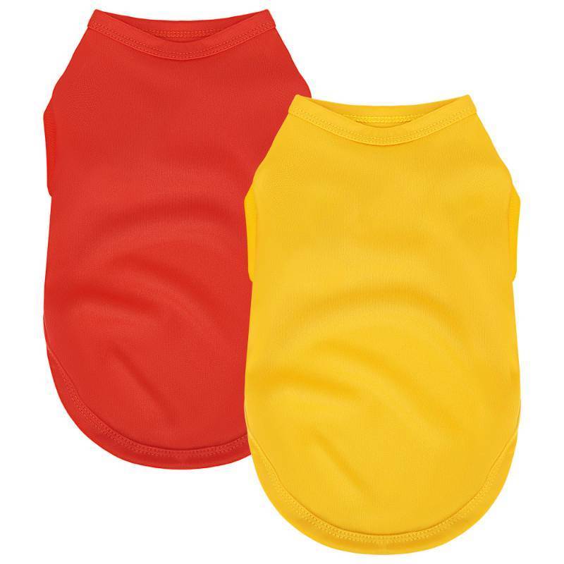 lot 45557 image: 2 Pack Solid Color Dog Shirts - Lightweight, Quick Dry, Breathable Pet T-Shirts for Small to Large Dogs - Stretchy, Durable, Ideal for All Seasons and Holidays. Orange Red XL - Retail $8