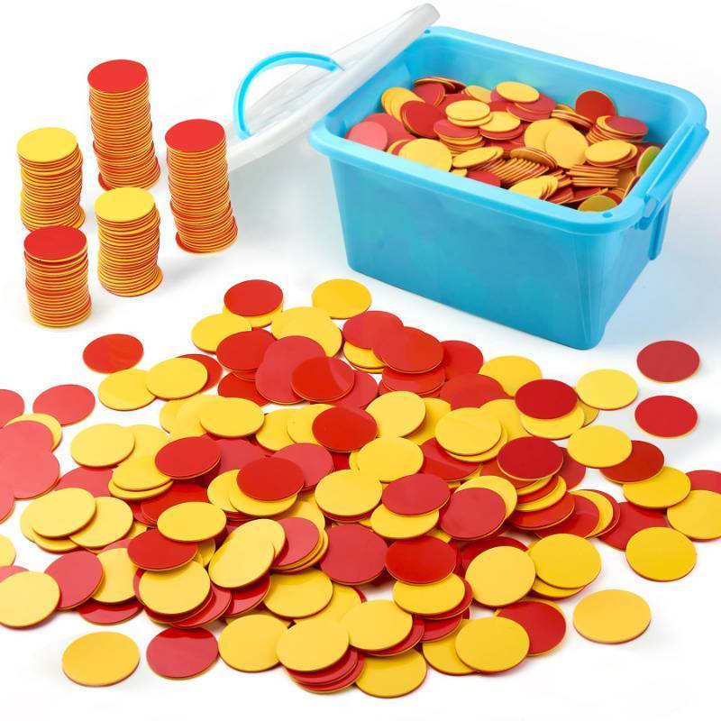 lot 45563 image: Plastic Two-Color Counter, RedYellow Two Side 1000 PCS, Counting Manipulatives, Math Counters for Kids, Counting Chips - Retail $38