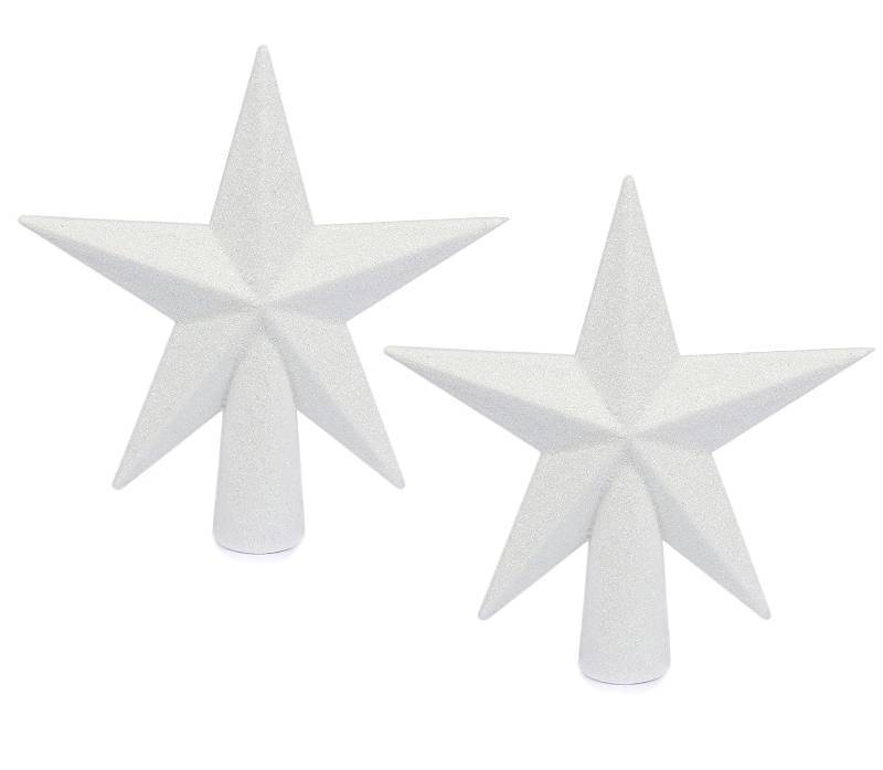 lot 45593 image: 4 Inch Glitter Star Tree Topper Christmas Decoration- 1Pack,White - Retail $6
