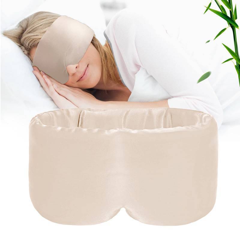 lot 45596 image: 100% Handmade Bamboo Sleeping Eye Mask for Women for Men, Night Masks, Organic Sleep Mask,Blockout Eye Mask for Sleeping, Large Size Adjustable (1 PC, Apricot) - Retail $15