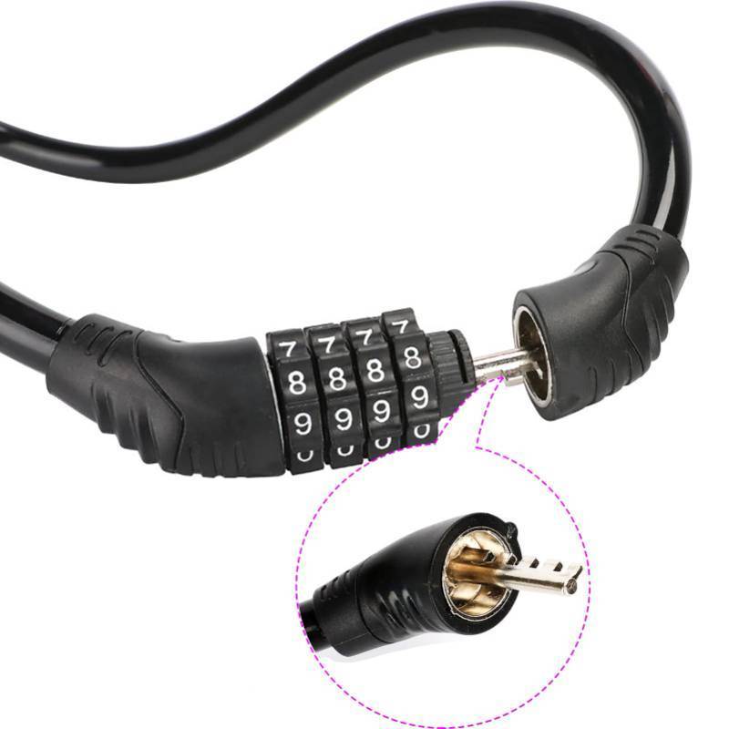 lot 45627 image: Bike Lock Cable, Anti Theft Bicycle Lock Chain,4 Digit Security Resettable Bike Combination Lock Self Coiling Combination Cable Combo Bike Locks Without Mounting Bracket, 2 Feetx12 Inch (Black) - Retail $10