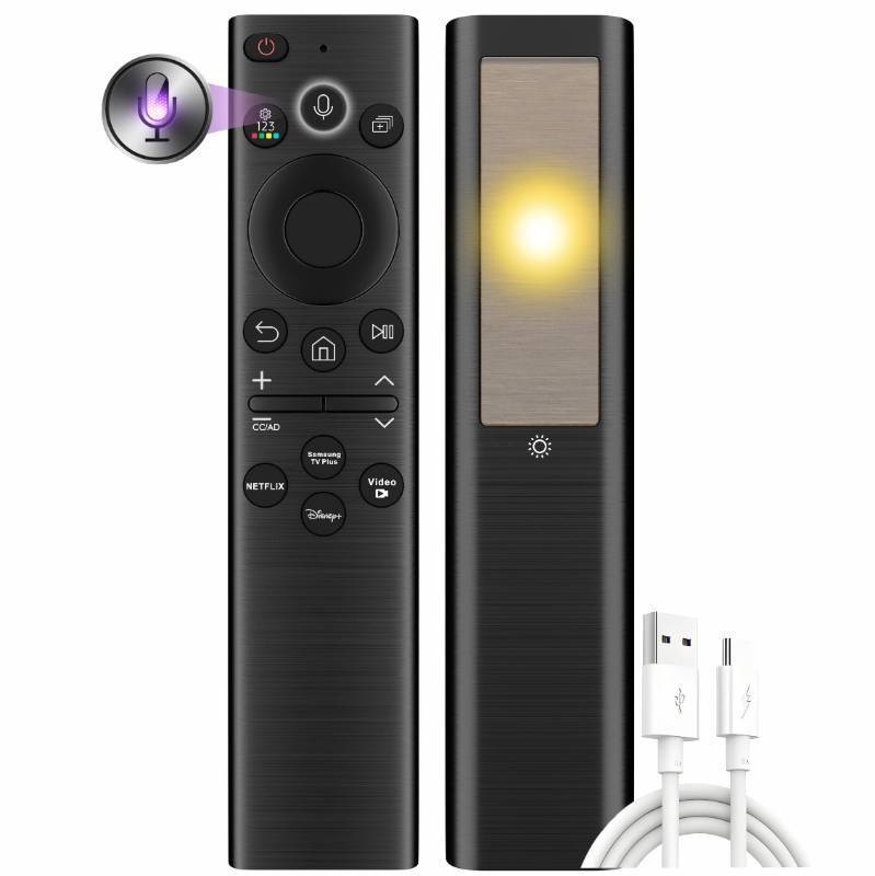 lot 45630 image: Replacement for Samsung Remote Control for Smart TV, Rechargeable Samsung Solar TV Remote 2025-2018, Universal, Fast Charging, Solarcell, Free USB C Cable, Voice, Bluetooth. 2-Year Warranty - Retail $30