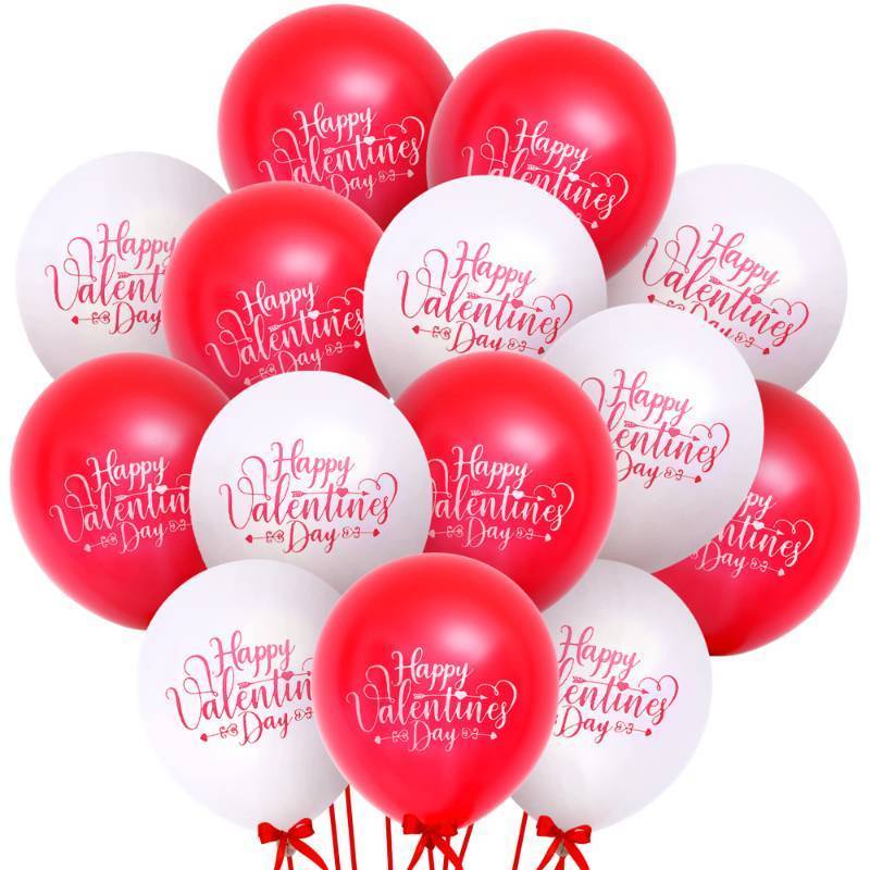 lot 45637 image: Red and White Valentines Day Balloons - 12 Inch, Pack of 20  Valentines Balloons for Valentines Day Decorations  White and Red Balloons, Valentines Day Latex Balloons, Valentines Decor - Retail $14