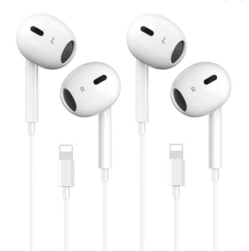 lot 45671 image: 2 Pack Headphones for iPhone with Microphone and Volume Control - Earbuds for Music and Phone Calls, Compatible with iPhone 78XXsXRse11121314ProPro Max, Support All iOS System - Retail $17