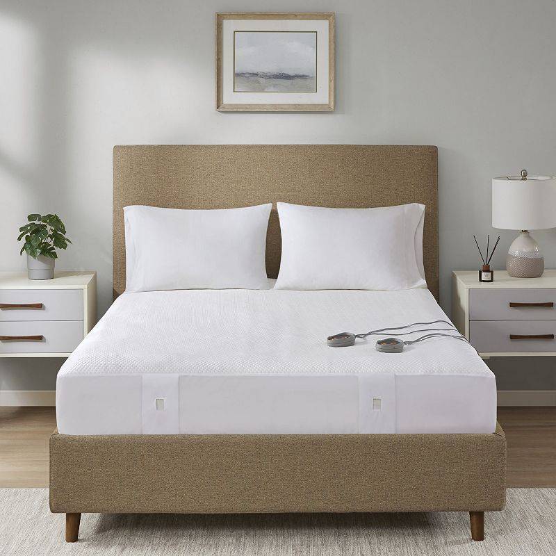 lot 45683 image: King Cool Touch Heated Mattress Pad White - Beautyrest 5-Setting, Machine Washable, Fits 18 Depth - Retail $340