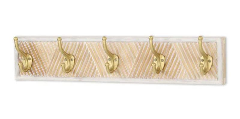 lot 45689 image: Zephyra Gold Cast Iron Modern Cottage 5 Hook Coat Rack - Retail $70