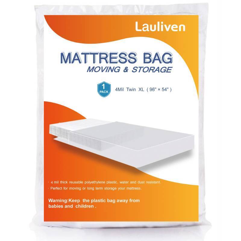 lot 36252 image: 4 Mil Mattress Bag for Moving and Storage, Twin XL Mattress Storage Bag, Plastic Heavy Duty Mattress Bags for Long -Term Storage and Disposal, Mattress Furniture Cover, 1 Pack - Retail $14