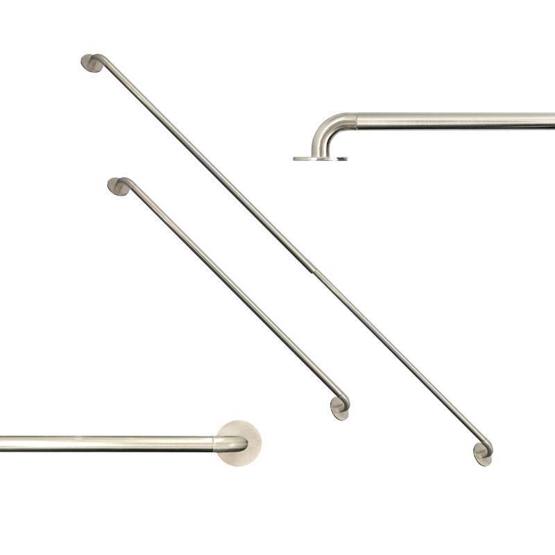 lot 36263 image: French Door Curtain Rod - 16-28 Inch Adjustable, 38-Inch Diameter, Set of 2, Two Ways to Mount (Screw or Adhesive), Hidden Hardware, Works on Wood, Glass, Metal Doors, Brushed Nickel - Retail $18