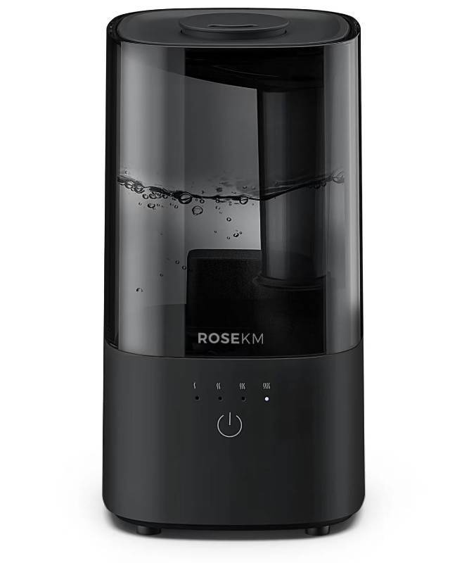 lot 36295 image: Humidifiers for Bedroom (1.1L), Small Cool Mist Humidifier for Home Plant and Baby Nursery, Quiet Ultrasonic Humidifier with 360° Nozzle, Auto Shut-Off, Filterless, Black - Retail $22