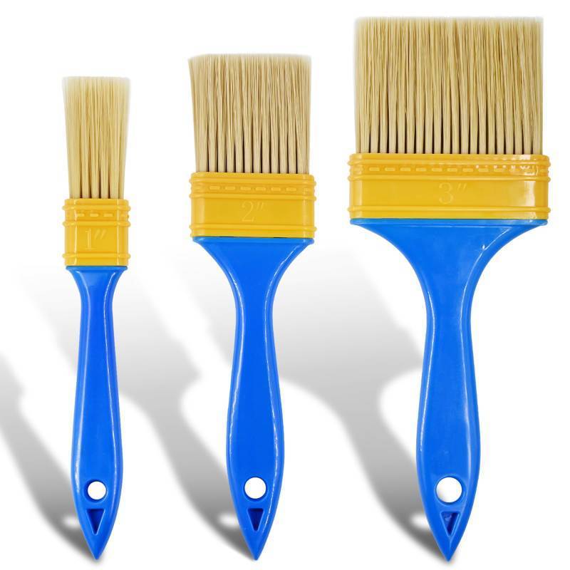 lot 36359 image: 3 Pack Paint Brushes - Ideal for Priming, Painting, Varnishing, Wood, Walls, and More - Retail $4