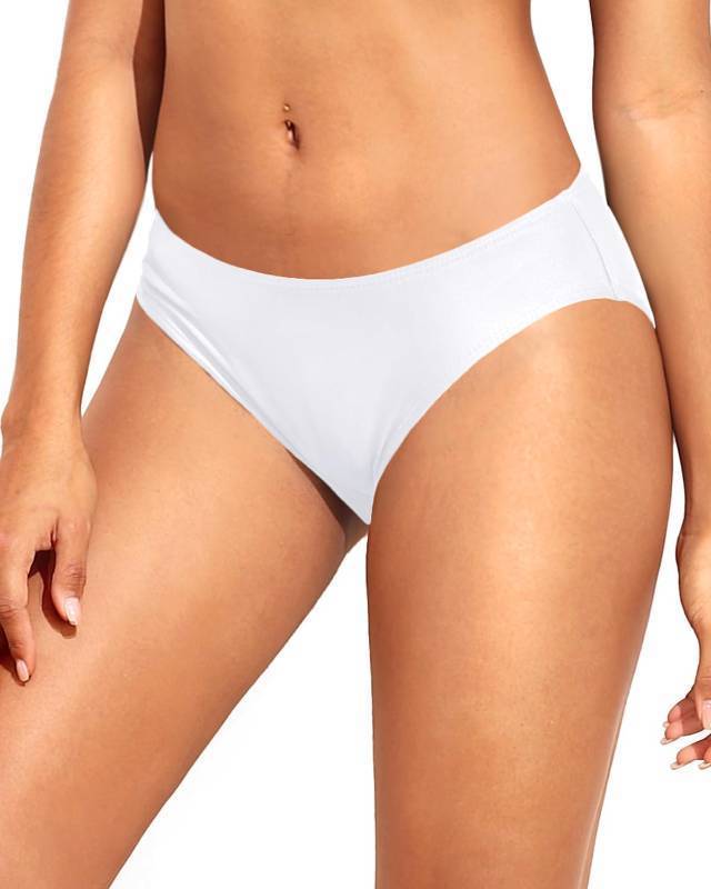 lot 36401 image: Tempt Me Women Solid White Strappy Bikini Bottom Full Coverage Bathing Suit Bottoms Swimsuit Bottom L - Retail $23