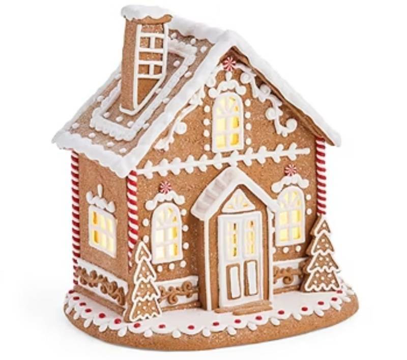lot 36427 image: North Pole Trading Co. Large Gingerbread House Christmas Tabletop Decor - Retail $150
