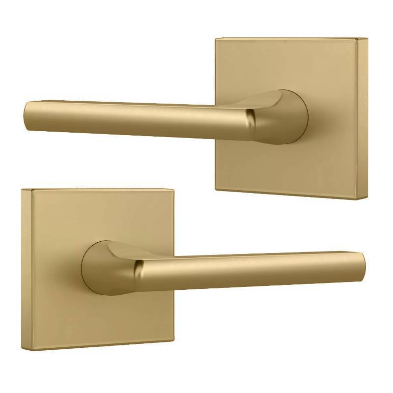 lot 44556 image: Mega Handles Prime Dummy Lever, Door Handle for Closet or French Doors, Single Side Door Levers, Non-Turning, Fits All Standard Door Sizes, Covered Screws Included - Satin Brass (2 Pack) 5 - Retail $49