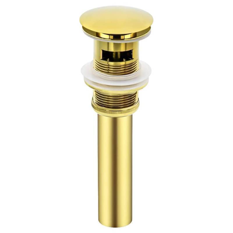 lot 51057 image: Yodel Faucet Bathroom Sink Drain with Overflow - Big Cap Fit for Large Undermount Sink with 1 34 Drain Opening - Pop Up Vanity Sink Drain,Polish Gold,Y1618Y-TG - Retail $20
