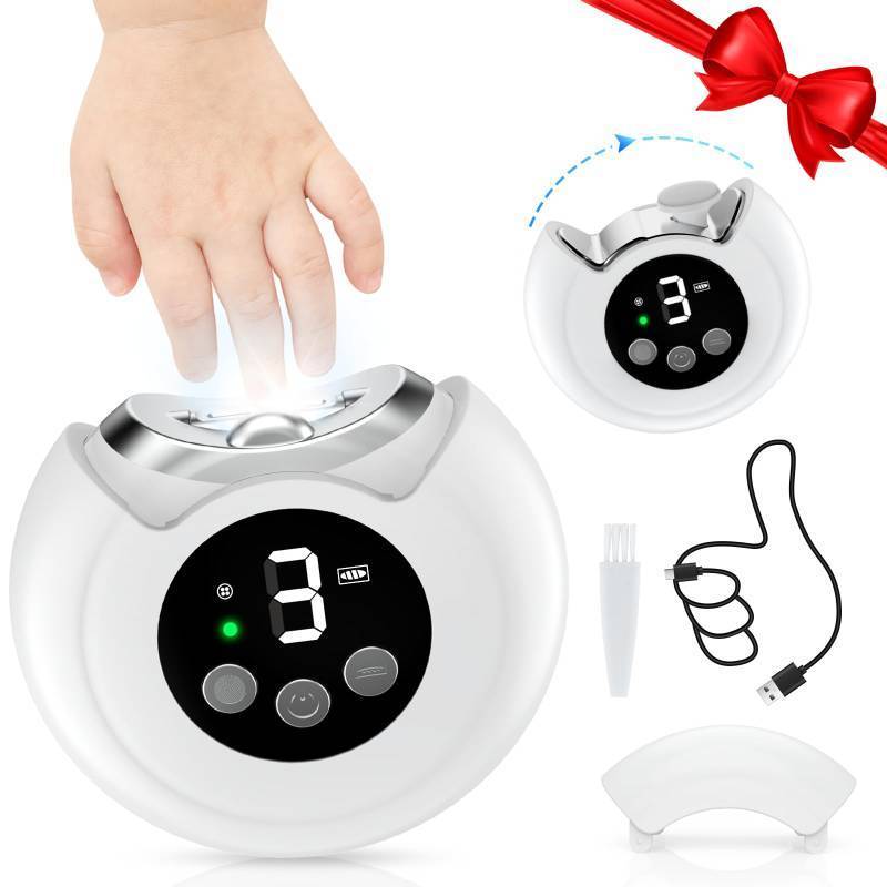 lot 58246 image: 2-in-1 Electric Nail Clipper, Baby Nail Clipper with File & 3 Speed Gears, Baby Nail Trimmer Electric with LED Light & Storage Box, Automatic Nail Clippers for Baby, Adult, Seniors - Retail $30