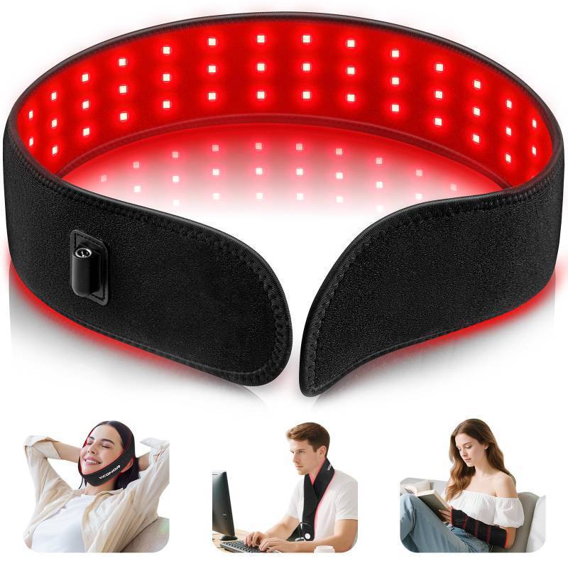 lot 45874 image: Red Light Therapy Belt for Body, Near Infrared Light Therapy for Face Neck 15W Wearable Red Light Neck Wrap with Timer Belt for Chin Hand Wrist Knee Unisex Gift - Retail $28