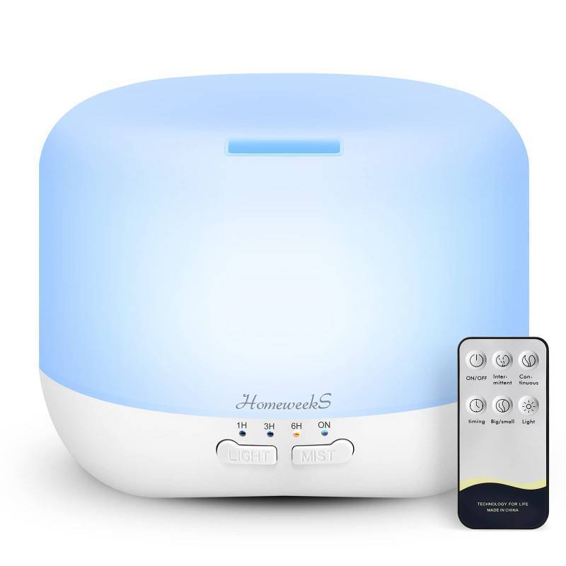 lot 50938 image: Aromatherapy Essential Oil Diffuser for Room 500ml Colorful Aroma Air Humidifier with Adjustable Cool Mist Mode, Waterless Auto Off Ultrasonic Diffusers for Large Room Home Office(White) - Retail $16