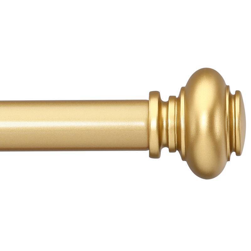 lot 50990 image: SIMEWIN Gold Curtain Rods for Windows 28 to 48 Inches Adjustable Decorative 1 Inch Diameter Single Window Curtain Rod Set with Classic Finials, Gold Finishing - Retail $22