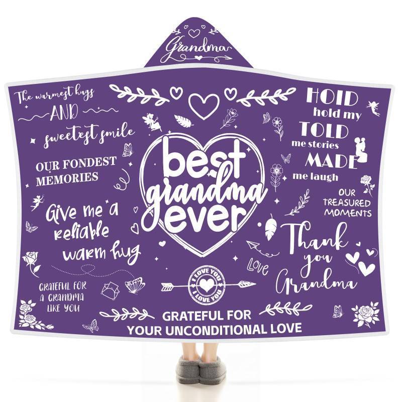 lot 45726 image: Gifts for Grandma Soft Fleece Wearable Blanket 47x72 -Thanksgiving & Birthday Gifts for Grandma-Cozy Blanket Gift for Grandmother from Granddaughter or Grandson - Retail $10