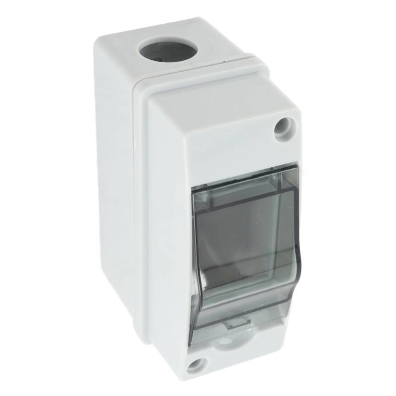 lot 45745 image: Distribution Protection Box, 4.9 x 2.2 x 3.5in IP66 Waterproof Transparent Cover 2 DIN Rail Outdoor Distribution Junction Box for Indoor Outdoor Wall Circuit Breaker(2 Way) - Retail $10