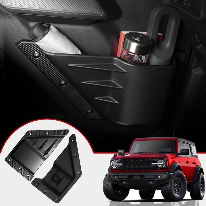 lot 45798 image: Mabett Front Door Storage Pockets for Ford Bronco Accessories 2026,2021-2025, Side Door Organizer Box fit Bronco 24-Door, Insert Cup Holder(2PCS) - Retail $35