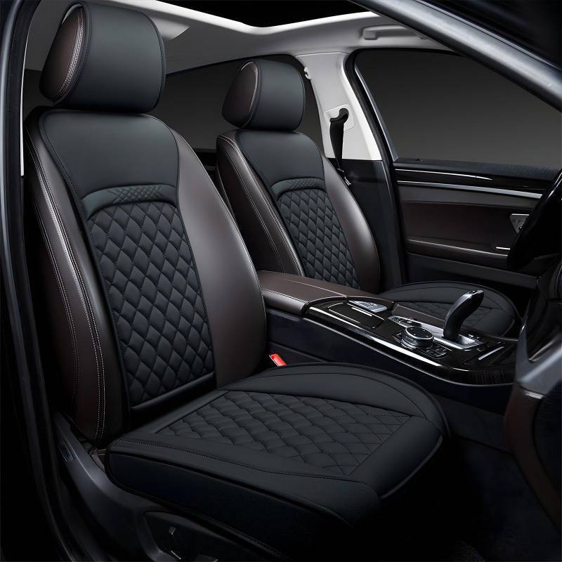 lot 45840 image: Joy Forserve Front Car Seat Covers for Chevy,Leather Waterproof Seat Protector Custom Fit Chevy Chevrolet Silverado 1500 2500 3500 Pickup Trucks,2 Pack,Black - Retail $50