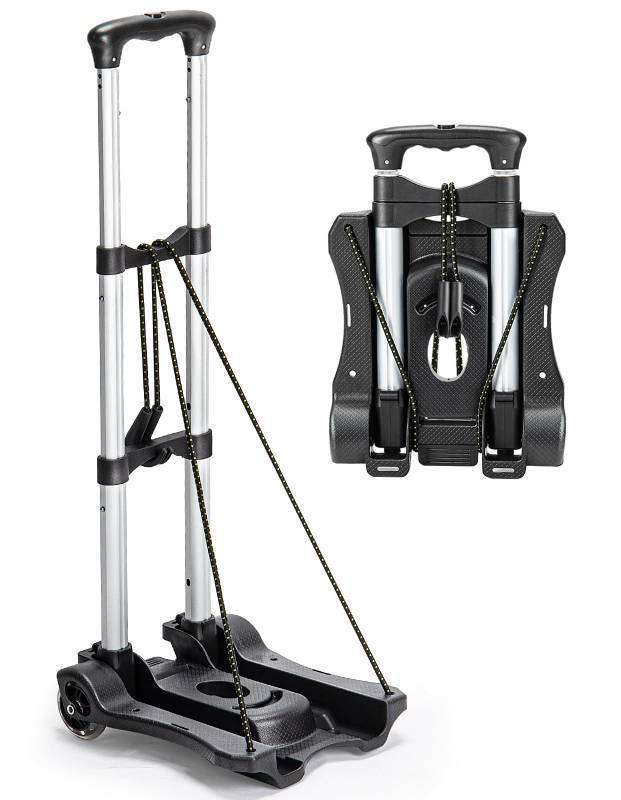 lot 61599 image: Gorpuire Small Folding Hand Truck Dolly with 2 Wheels, Foldable Luggage Cart, Lightweight Aluminum Collapsible Trolly Portable Dolly for Moving Airport Travel Use - Retail $24