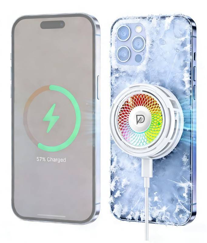 lot 61630 image: Doge&Vollar 25W Qi2 Certified Magnetic Charger with Cooling System - Phone Cooler for Gaming, Magsafe Charger for iPhone - Retail $34