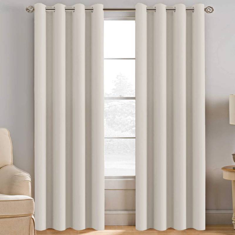 lot 48400 image: H.VERSAILTEX Light Blocking Curtain for Living Room Thermal Insulated Window Treatment PanelDrape for Dining Room, Elegant Soft Curtain for Bedroom Grommet Top One Panel (Ivory - 52x84 Inches)