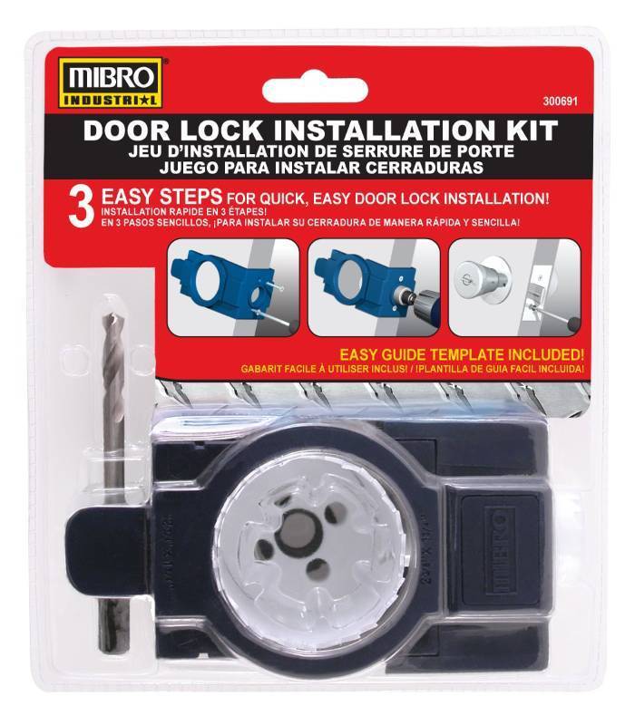 lot 33157 image: MIBRO 300691 Bi-Metal Door Lock and Deadbolt Installation Kit for Wood and Metal Doors - Retail $23
