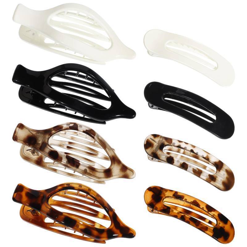 lot 50279 image: Obeoby 5 PCS Flat Hair Clips, Easter Gifts Tortoiseshell Flat Claw Clips 2 Styles Hair Claws for Women Girls Medium Hair Volume - Retail $7