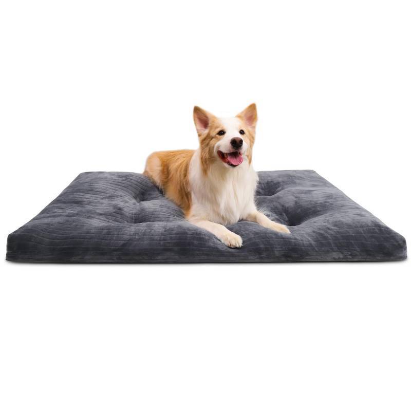 lot 50328 image: Dog Crate Bed Washable Dog Beds for Large Dogs Deluxe Thick Flannel Fluffy Comfy Kennel Pad Anti-Slip & Anti-Scratch Pet Sleeping Mat, 35 x 23 Inch, Gray - Retail $20