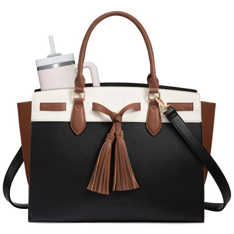 lot 50349 image: LOVEVOOK Laptop Bag for Women,15.6 Inch Work Tote Bag with Large Cup Holder,Leather Computer Bag Teacher Bag Handbag,Office Gifts for Women - Retail $31