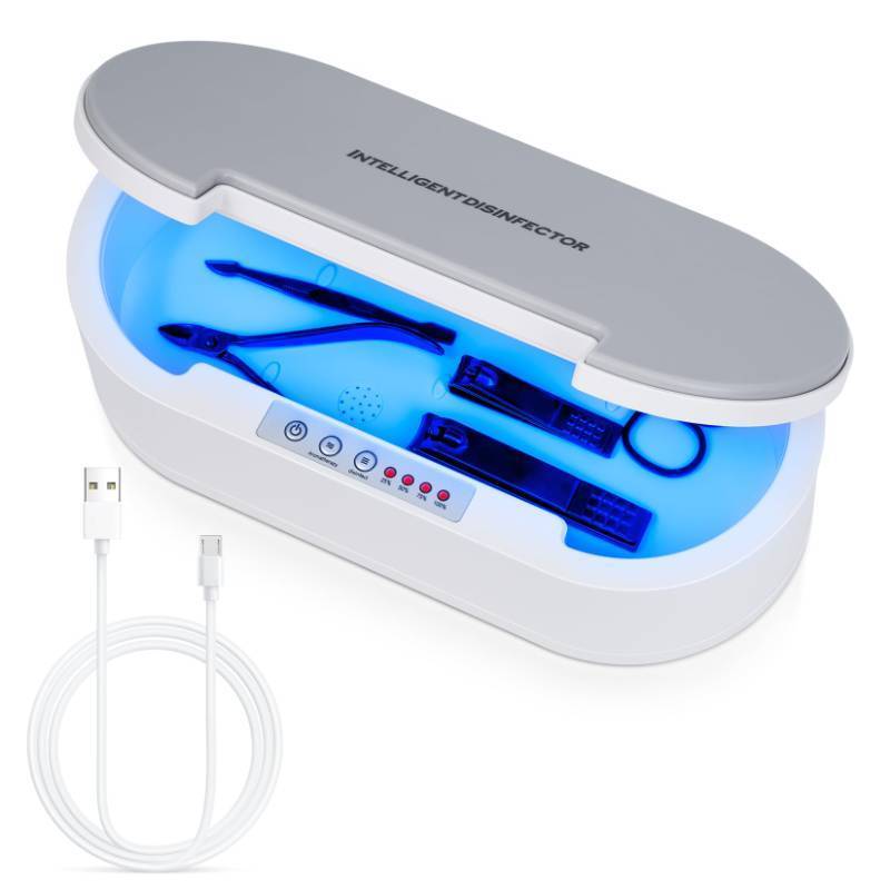 lot 22584 image: Nail Tools Sterilizer,LXIANGN Multi-function Blue Light Aromatherapy Cleaning Sterilizer Box For Jewelry Glasses Phone Nail Manicure Make Up Tools - Retail $19