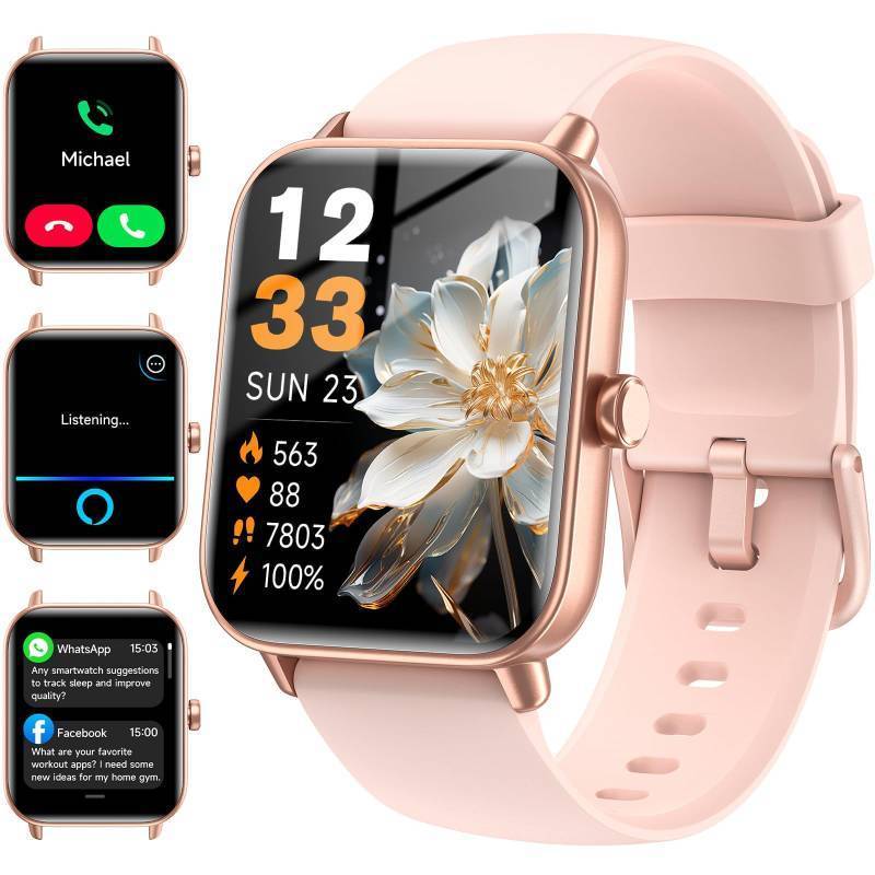 lot 40996 image: Smart Watches for Women (MakeAnswer Calls), Alexa Built-in Smart Watch for AndroidiPhones with Receive MessagesEmailsReminders, 1.85 HD Fitness Tracker Watch with Heart RateSleepSpO2 Monitor - Retail $48