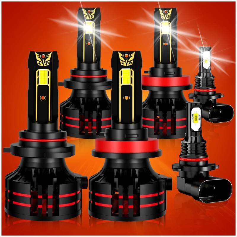 lot 41229 image: KAUNBAST Compatible for DODGE RAM 1500 2500 3500 2009 2010 2011 2012 2013 2014 2015 2016 2017 2018 Driving Light Bulbs Combo, 6500K White 800% Brightness, Direct Installation, 6-Pack - Retail $57