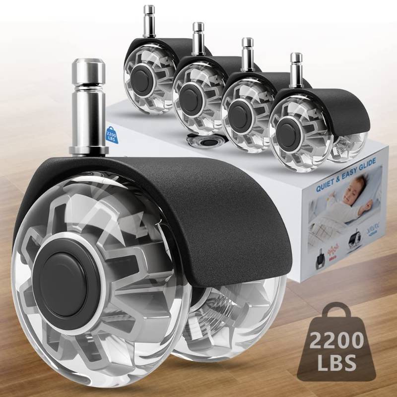 lot 22654 image: Office Chair Wheels Replacement-2 Inch Heavy Duty Caster Wheels,Quick & Quiet Rolling Chair Casters (Set of 5),Desk Chair Wheels Universal Fit,Safe for All Floor or Carpet - Retail $25