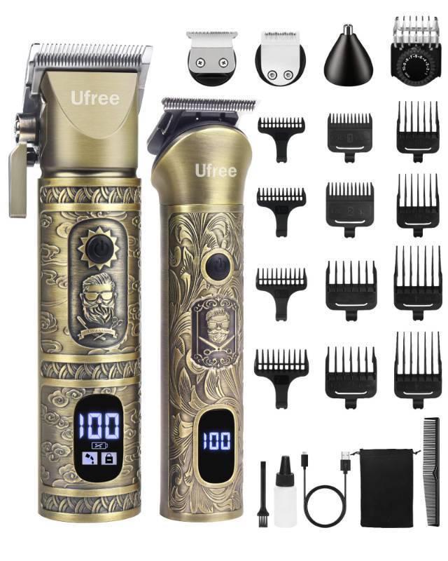 lot 50688 image: Ufree Beard Trimmer for Men with Hair Trimmer, Professional Hair Clippers and Trimmers, Cordless Electric Razor Mens Grooming Kit for Nose, Face, Hair, Gifts for Men Husband Father - Retail $40