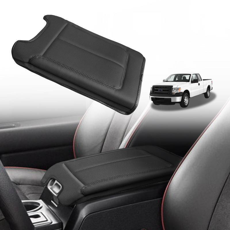 lot 58722 image: Muslogy Center Console Armrest Cover Fit for Ford F-150 F150 2009-2014 Accessories, Comfort Armrest Pad Console Lid Cushion Vegan Leather Regular Thick(Bucket Seat ONLY) - Retail $20