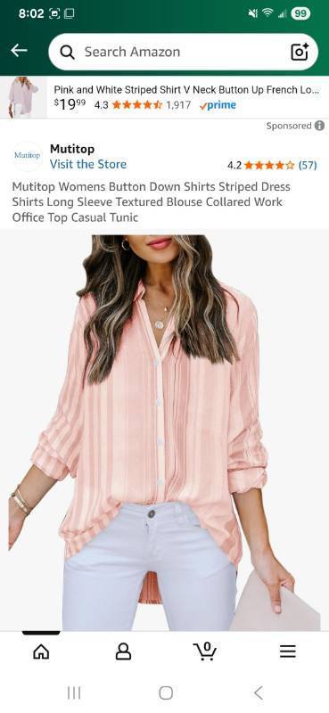 lot 38721 image: Striped Button Down V-Neck Blouse Size Large