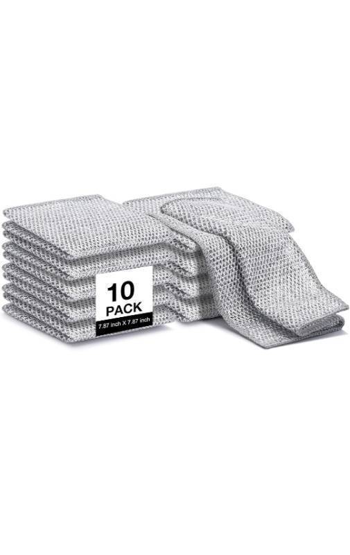 lot 52187 image: Inkhut Non Scratch Wire Dishcloth, Multipurpose Wire Dishwashing Rag for Wet and Dry, Multifunctional Dish Rags for Washing Dishes, Reusable Steel Wool Scrubber for Kitchen Cleaning