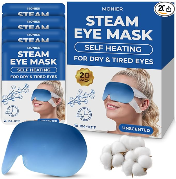 lot 57478 image: Monier Self Heating Steam Eye Mask - 20 Pack