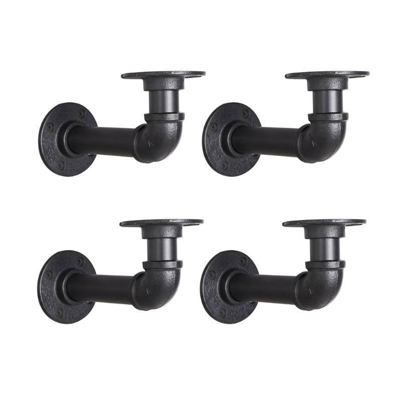 lot 26444 image: YCCO Industrial L Pipe Shelf Brackets for 7-14 in Depth Wood,Heavy-Duty 34 Iron,Wall Mount Floating Shelf Bracket L Metal Pipe Shelving Brackets for Wood-Black DIY Pipe Shelves(6.73.1 Inch 4 Pack) - Retail $20