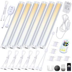 lot 16910 image: Smart Under Cabinet Lighting App, Alexa & Google Compatible Cabinet Lights Linkable with Timer Under Counter Lights Fixtures for Kitchen, Book Shelf, Show Case (6 Lights Bar Kit) - Retail $76