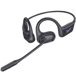 lot 16912 image: Open Ear Headphones with Mic, 29g Bluetooth Headset, Sweat Resistant,12Hrs, Dual Connect, Wireless Bluetooth Headphones with Noise Cancelling Microphone & Mute, for Work, Workout, Driving, Call, Black - Retail $90