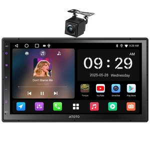 lot 16922 image: ATOTO A5L Android Double DIN Car Stereo Wireless CarPlay & Wireless Android Auto, 7 Inch Car Radio in-Dash GPS Navigation, Wi-FiBTUSB Tethering, 24EQ, Built-in AMP, HD LRV, Backup Camera - Retail $160