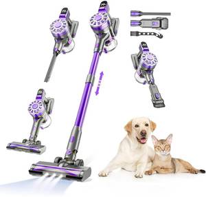 lot 16923 image: WLOTPO Cordless Vacuum Cleaner for Home,Lightweight Stick Vacuum Cordless Rechargeable with Power Suction, Up to 35 Mins Runtime, Hardwood Floor Vacuum for Pet Hair,Carpets,Tile(Deep Purple)