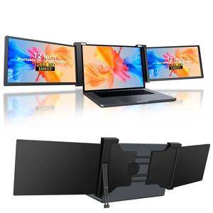 lot 16925 image: Lalovin 12 Triple Laptop Screen Extender, 1080P IPS FHD Portable Laptop Monitor Extended, Plug & Play Screen Extender with USB-CHDMI for MacWindowsChromeAndroid (Black)
