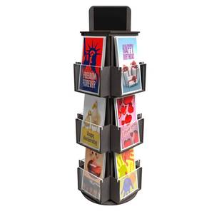 lot 32100 image: DS THE DISPLAY STORE Black 3 Tier Wooden Rotating Greeting Card Retail Display Stand, Sticker Display Card Stand, Rotating Display Stand & Sticker Holder, Retail Counter Vendor Display - Retail $44