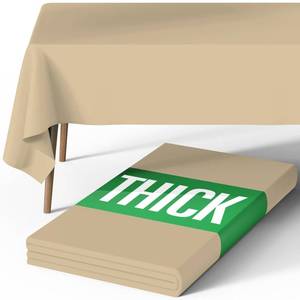lot 32101 image: Pureegg Rectangle Table Cloth 60 x 84 Durable Polyester Tablecloth Offers Reusable & Washable Protection, Ideal for Outdoor Party, Picnic, Wedding, Banquet and Birthday, Beige - Retail $10